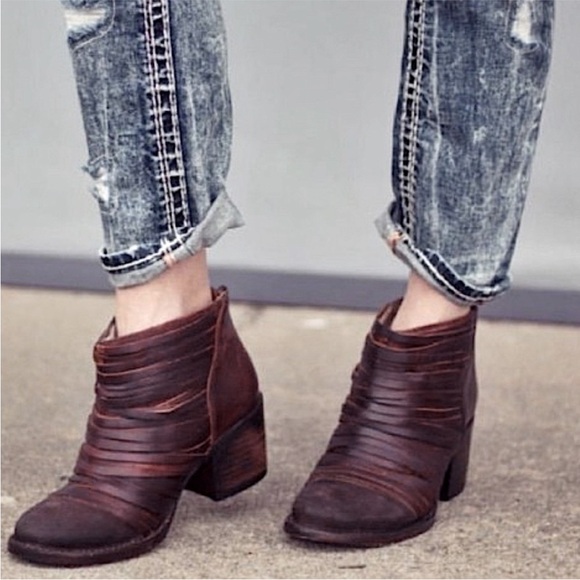 Freebird by Steven Shoes - Freebird by Steven | Women’s Brown Leather/Suede Strappy Cain Ankle Boots Size 8